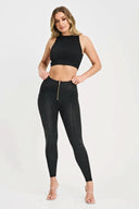 WRUP Denim with Feature Seam - High Waisted - 7/8 Length - Black + Black Stitching