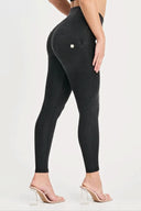 WRUP Denim with Feature Seam - High Waisted - 7/8 Length - Black + Black Stitching