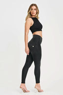 WRUP Denim with Feature Seam - High Waisted - 7/8 Length - Black + Black Stitching