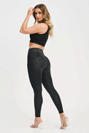 WRUP Denim with Feature Seam - High Waisted - 7/8 Length - Black + Black Stitching