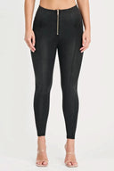WRUP Denim with Feature Seam - High Waisted - 7/8 Length - Black + Black Stitching