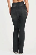 WRUP Denim with Feature Seam - High Waisted - Bell Bottom Flare - Black + Black Stitching