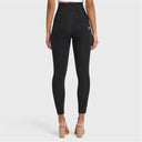 WRUP Denim With Front Pockets - Super High Waisted - 7/8 Length - Black + Black Stitching