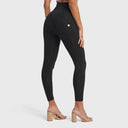 WRUP Denim With Front Pockets - Super High Waisted - 7/8 Length - Black + Black Stitching