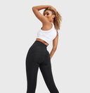 WRUP Denim With Front Pockets - Super High Waisted - 7/8 Length - Black + Black Stitching