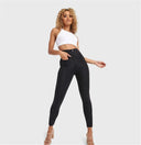 WRUP Denim With Front Pockets - Super High Waisted - 7/8 Length - Black + Black Stitching