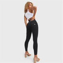 WRUP Denim With Front Pockets - Super High Waisted - 7/8 Length - Black + Black Stitching