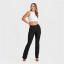 WRUP Denim with Front Pockets - Super High Waisted - Flare - Black + Black Stitching