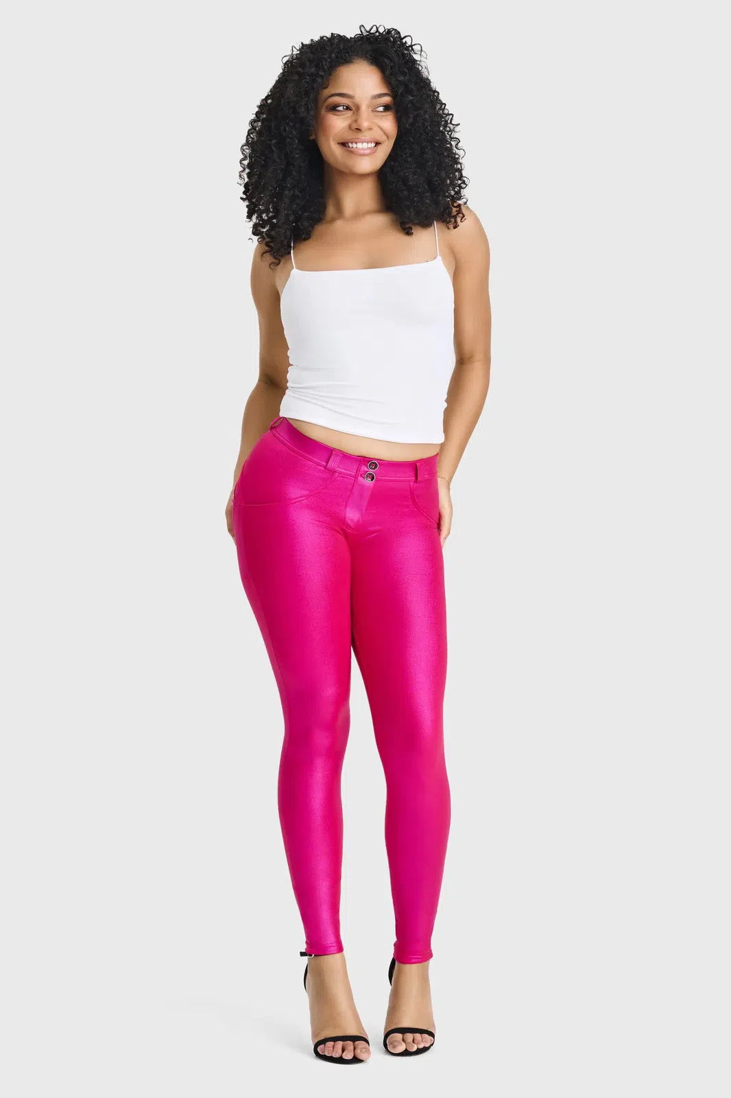 WRUP Disco Pants - Mid Rise - Full Length - Hot Pink 2