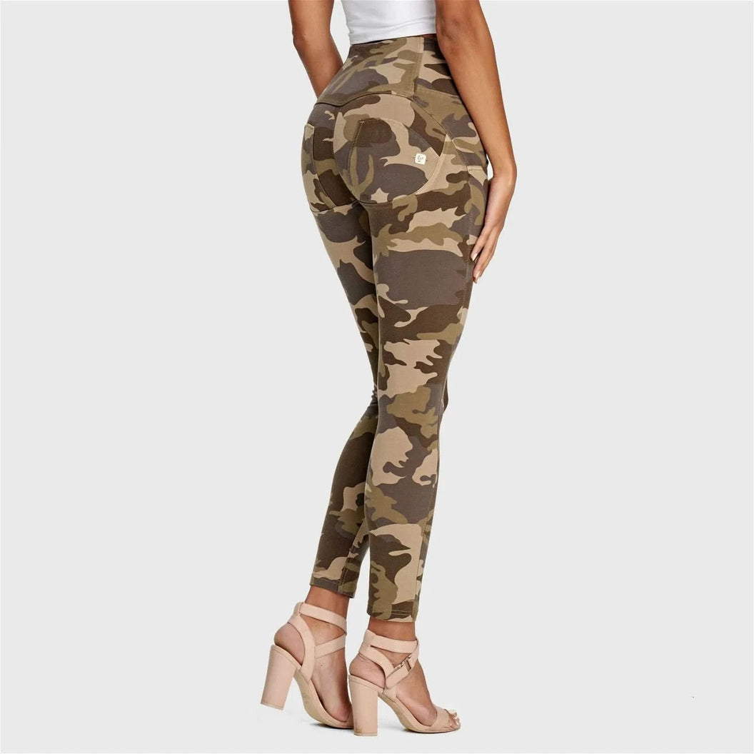 WRUP Fashion 3 Button - High Waisted - 7/8 Length - Brown Camo