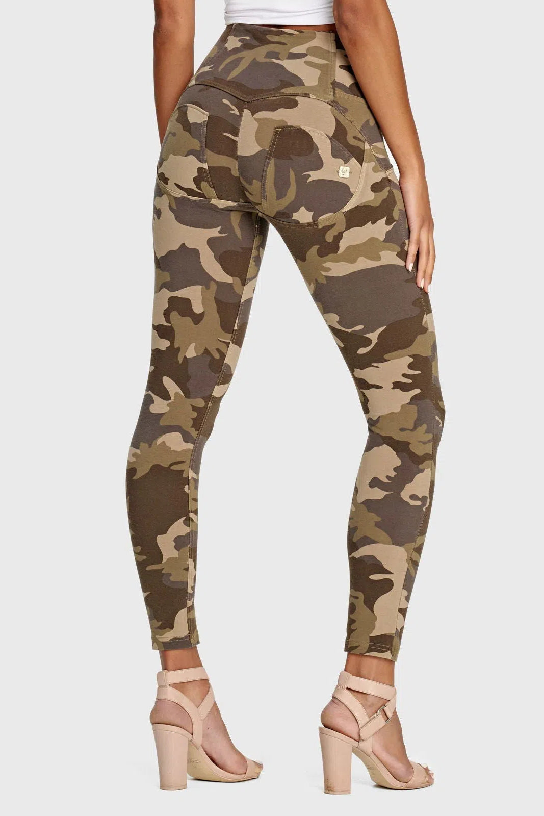 WRUP Fashion 3 Button - High Waisted - 7/8 Length - Brown Camo 2