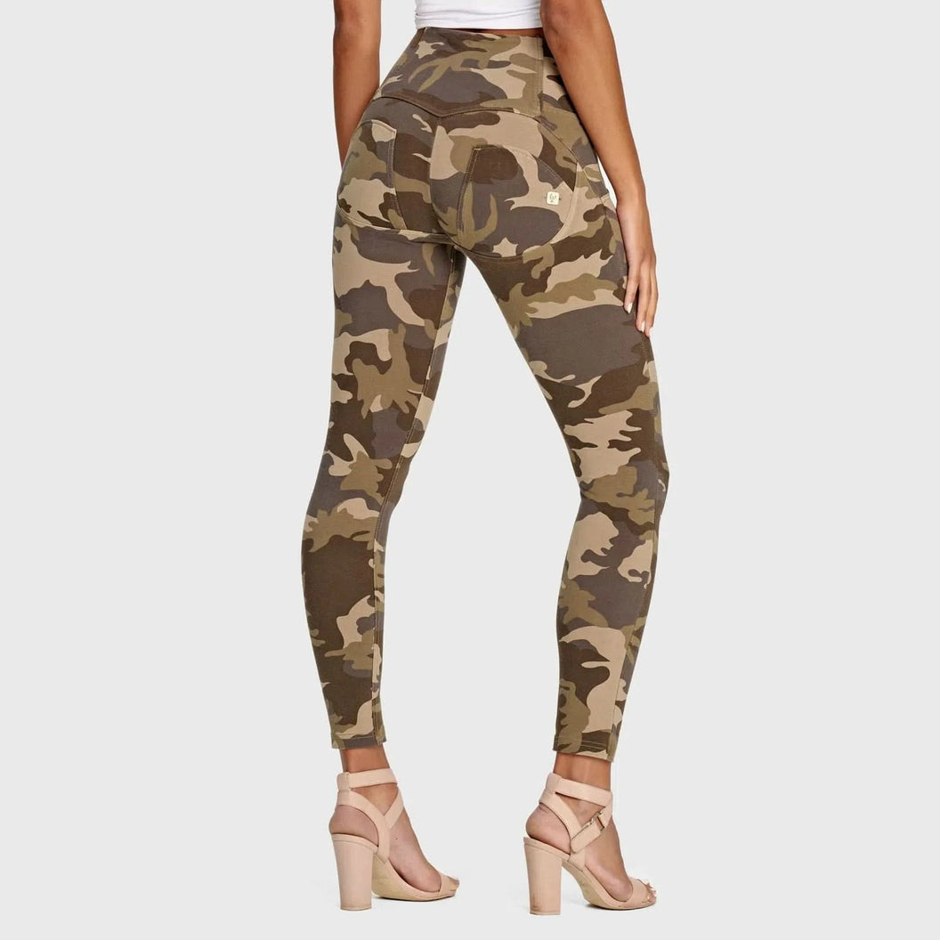 WRUP Fashion 3 Button - High Waisted - 7/8 Length - Brown Camo