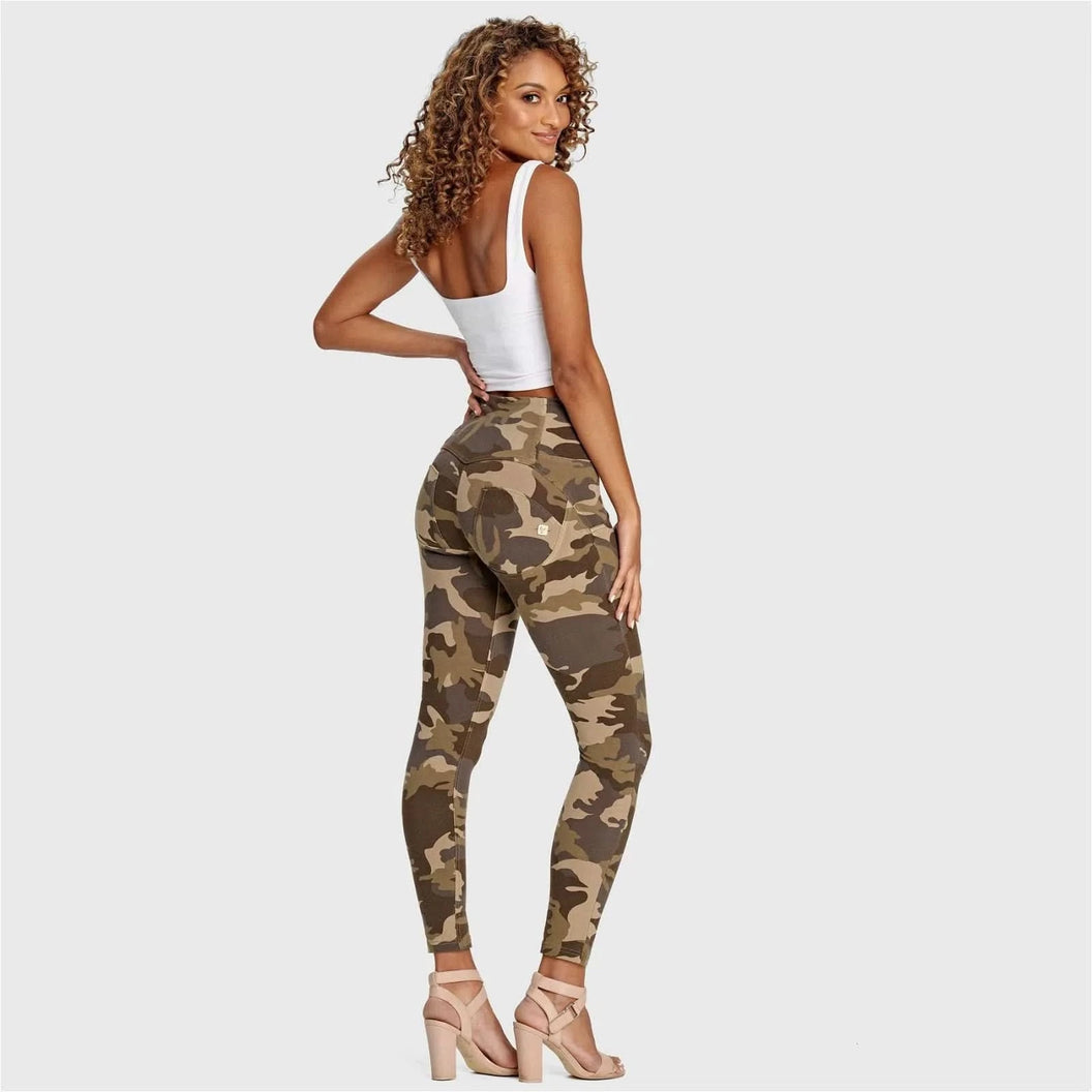 WRUP Fashion 3 Button - High Waisted - 7/8 Length - Brown Camo