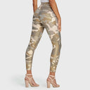 WRUP Fashion 3 Button - High Waisted - 7/8 Length - Glitter Gold Camo
