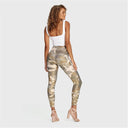 WRUP Fashion 3 Button - High Waisted - 7/8 Length - Glitter Gold Camo