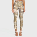 WRUP Fashion 3 Button - High Waisted - 7/8 Length - Glitter Gold Camo