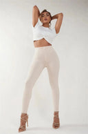 WRUP Fashion - High Waisted - 7/8 Length - Light Beige