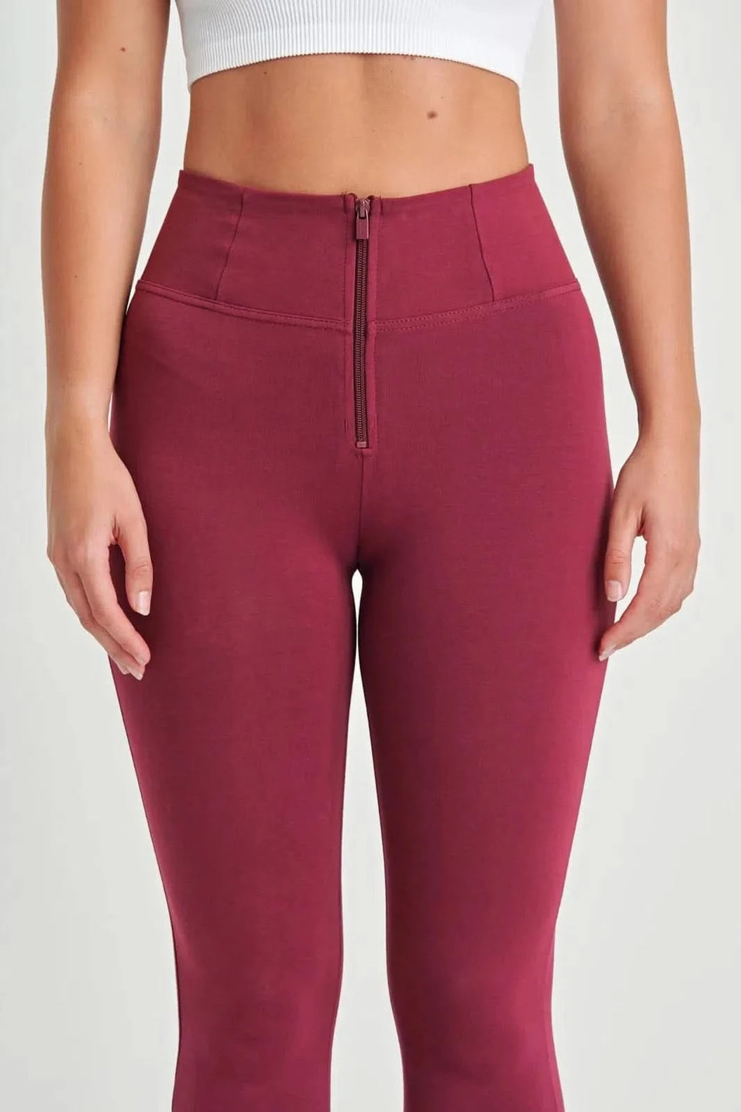 WRUP Fashion - High Waisted - Full Length - Burgundy