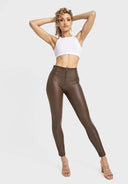 WRUP Faux Leather - High Waisted - 7/8 Length - Chocolate