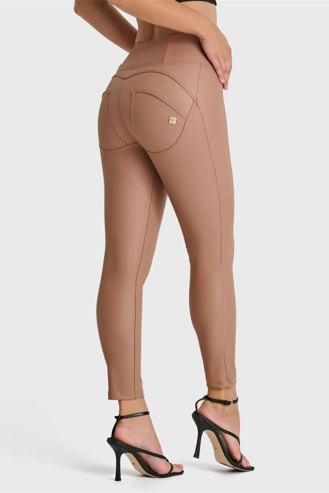 WRUP Faux Leather - High Waisted - 7/8 Length - Mocha 2