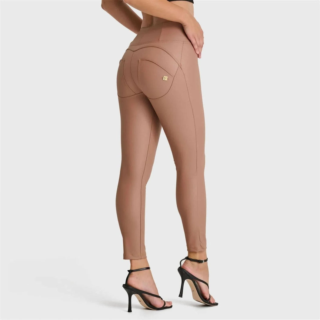 WRUP Faux Leather - High Waisted - 7/8 Length - Mocha
