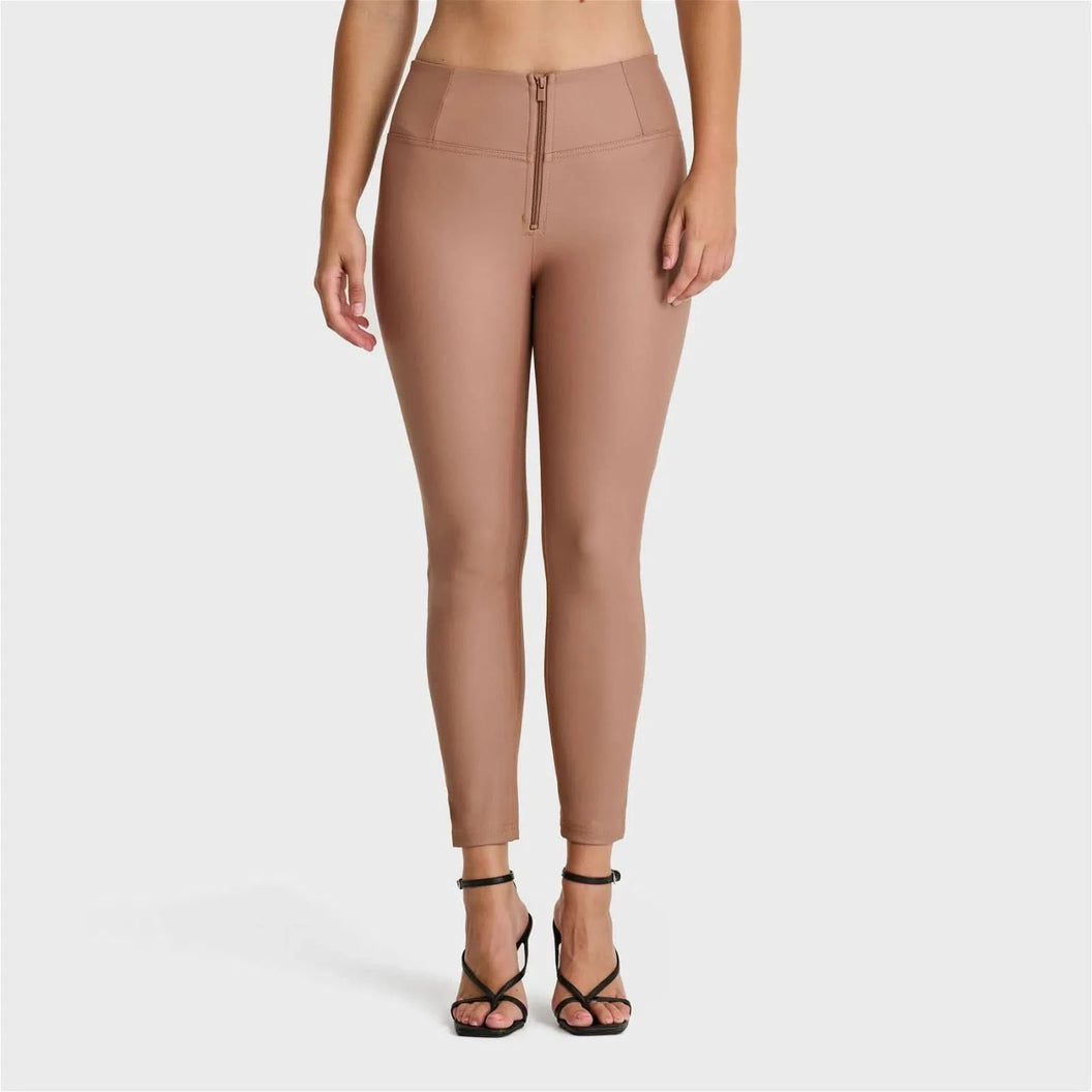 WRUP Faux Leather - High Waisted - 7/8 Length - Mocha