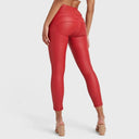 WRUP Faux Leather - High Waisted - 7/8 Length - Red