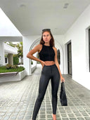 WRUP Faux Leather - High Waisted - Full Length - Black