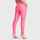 WRUP Faux Leather - High Waisted - Full Length - Candy Pink