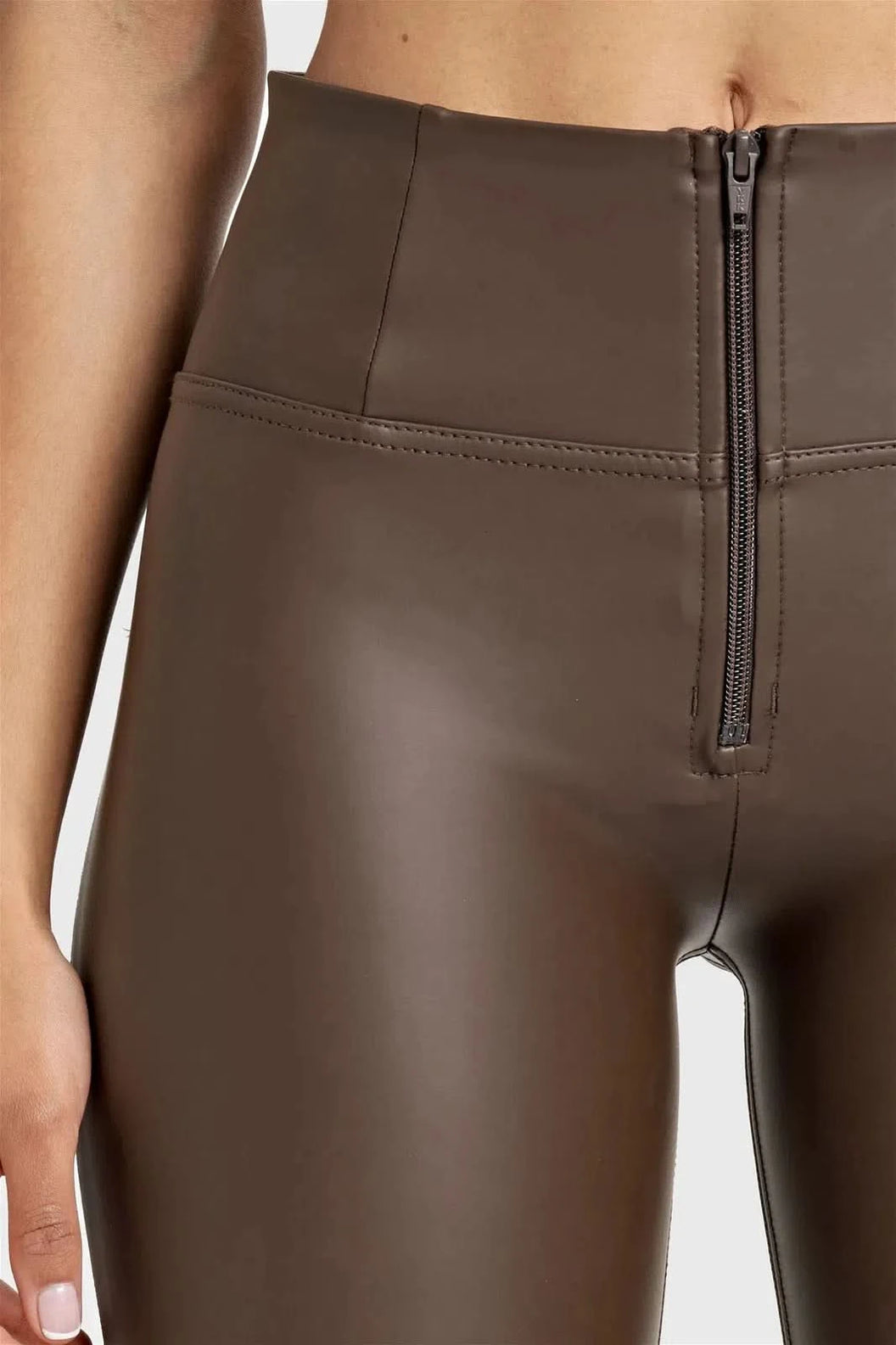 WRUP Faux Leather - High Waisted - Full Length - Chocolate