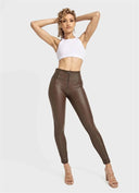 WRUP Faux Leather - High Waisted - Full Length - Chocolate