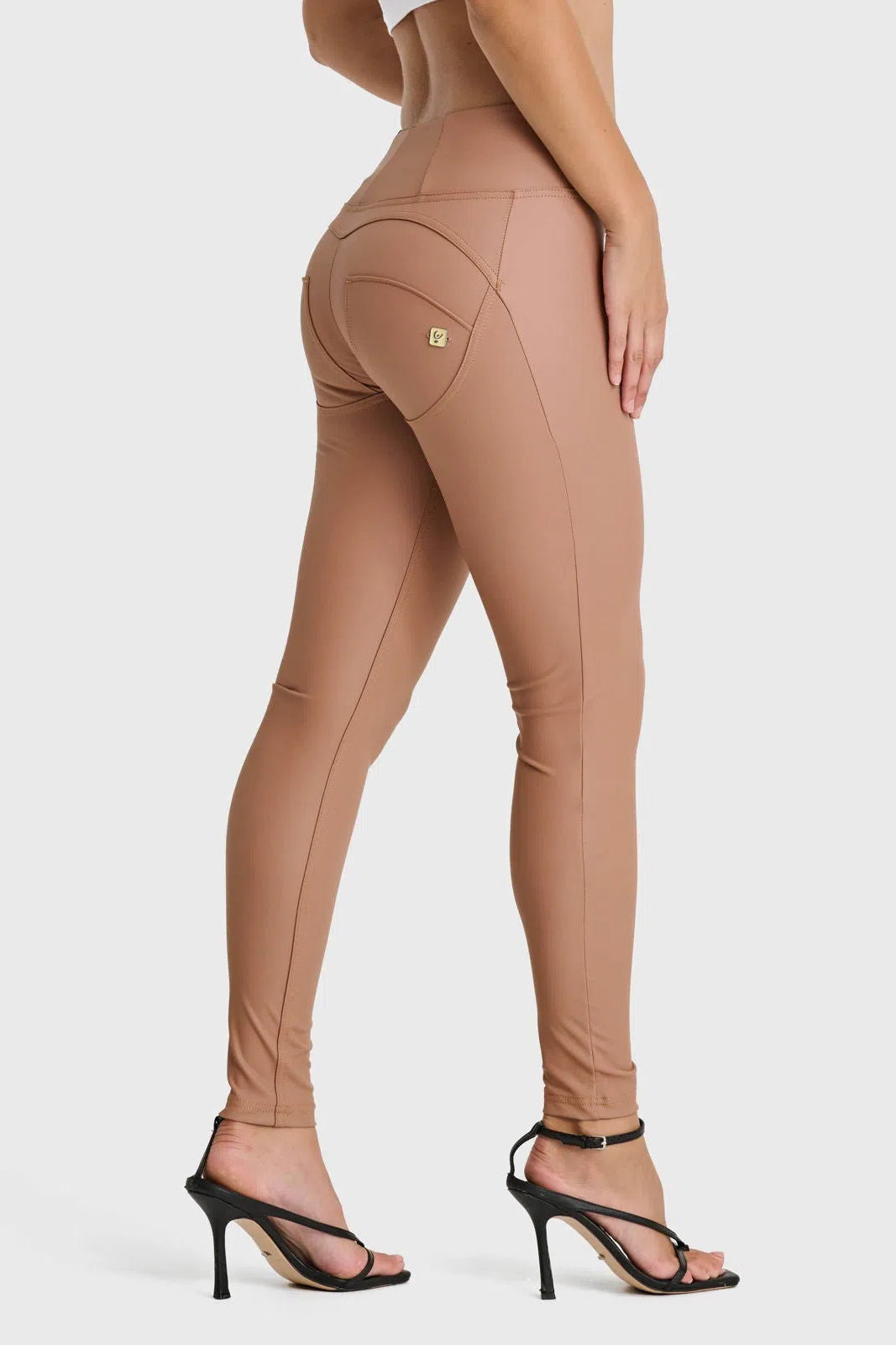 WRUP Faux Leather - High Waisted - Full Length - Mocha 2