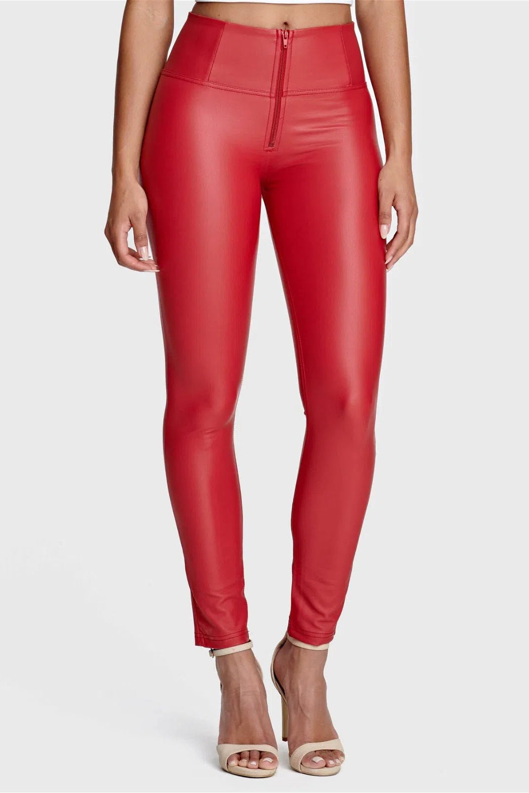 WRUP Faux Leather - High Waisted - Full Length - Red 2