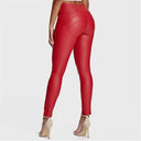WRUP Faux Leather - High Waisted - Full Length - Red