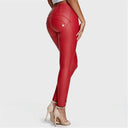 WRUP Faux Leather - High Waisted - Full Length - Red