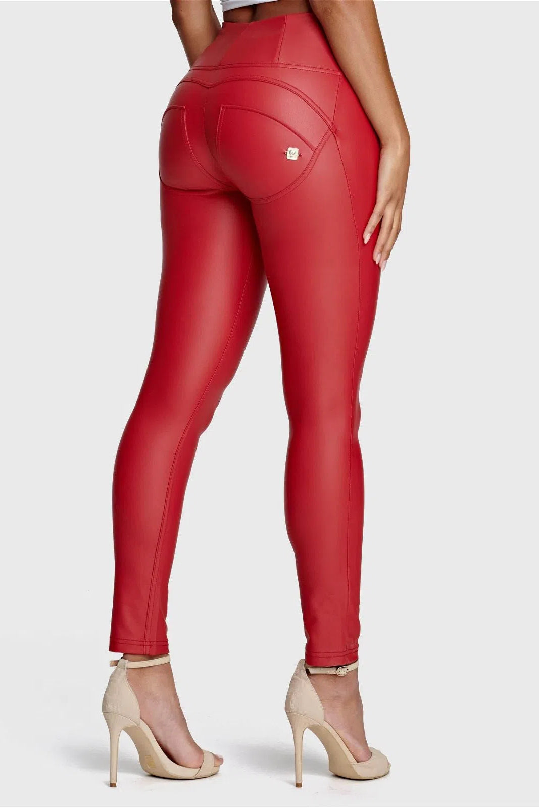 WRUP Faux Leather - High Waisted - Full Length - Red 1