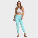 WRUP Faux Leather - High Waisted - Full Length - Sky Blue