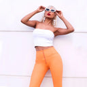 WRUP Faux Leather - High Waisted - Full Length - Sunset Orange