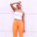 WRUP Faux Leather - High Waisted - Full Length - Sunset Orange