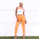 WRUP Faux Leather - High Waisted - Full Length - Sunset Orange