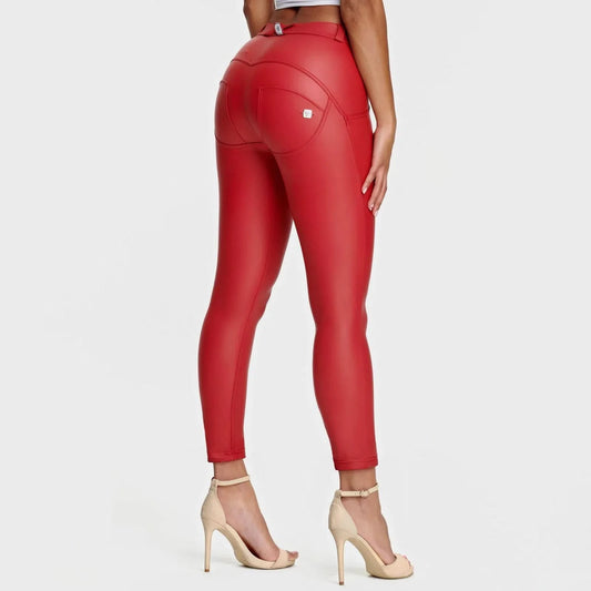 WRUP Faux Leather - Mid Rise - 7/8 Length - Red