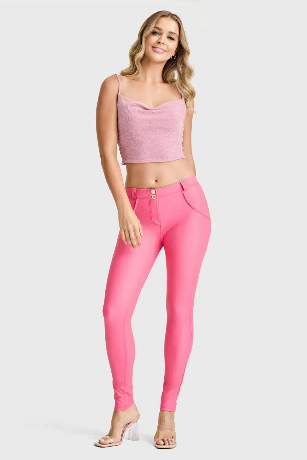 WRUP Faux Leather - Mid Rise - Full Length - Candy Pink 2
