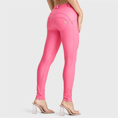 WRUP Faux Leather - Mid Rise - Full Length - Candy Pink