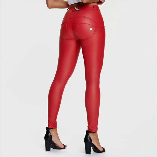 WRUP Faux Leather - Mid Rise - Full Length - Red