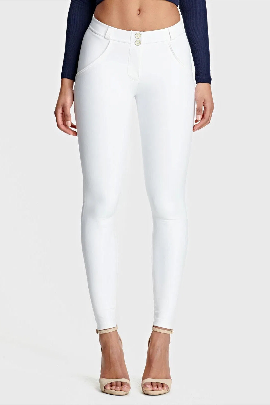 WRUP Faux Leather - Mid Rise - Full Length - White 2
