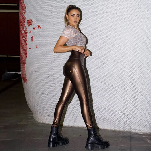 WRUP Faux Leather - Super High Waisted - Full Length - Bronze