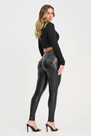 WRUP Panther Faux Leather - High Waisted - Full Length - Black