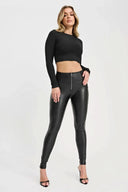 WRUP Panther Faux Leather - High Waisted - Full Length - Black