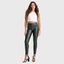 WRUP Python Faux Leather Limited Edition - High Waisted - Full Length - Forest Mist