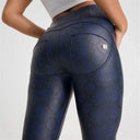 WRUP Python Faux Leather Limited Edition - High Waisted - Full Length - Midnight Blue